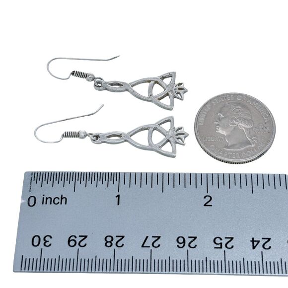 Vintage T Sterling Silver 925 Celtic Knot Dangle Earrings - Picture 4 of 5